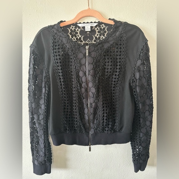 Diane Von Furstenberg‎ DVF Jesica Floral Lace Bomber Jacket size Medium - Picture 1 of 4